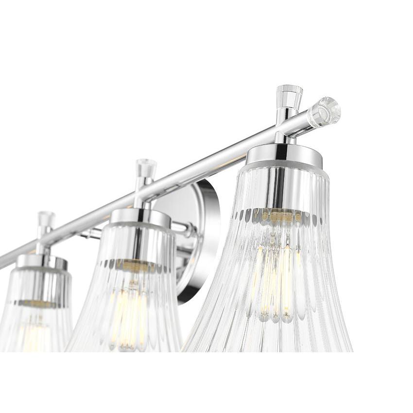 Z-Lite Belle 4-Light Medium Bulb Base Chrome Steel Frame Clear Glass Shade Vanity Light