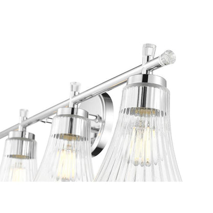 Z-Lite Belle 4-Light Medium Bulb Base Chrome Steel Frame Clear Glass Shade Vanity Light