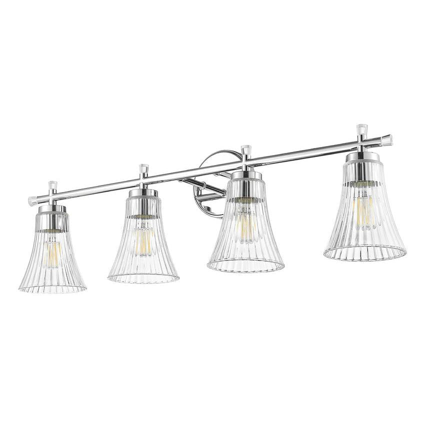 Z-Lite Belle 4-Light Medium Bulb Base Chrome Steel Frame Clear Glass Shade Vanity Light