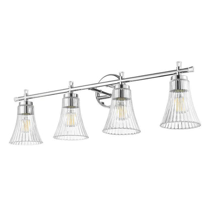 Z-Lite Belle 4-Light Medium Bulb Base Chrome Steel Frame Clear Glass Shade Vanity Light