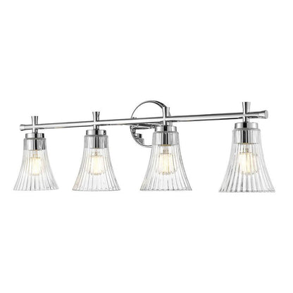 Z-Lite Belle 4-Light Medium Bulb Base Chrome Steel Frame Clear Glass Shade Vanity Light