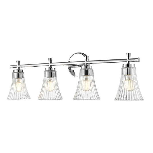 Z-Lite Belle 4-Light Medium Bulb Base Chrome Steel Frame Clear Glass Shade Vanity Light