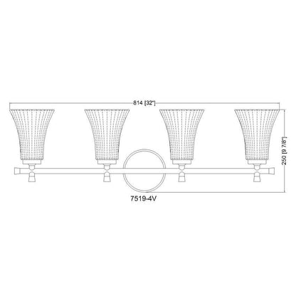 Z-Lite Belle 4-Light Medium Bulb Base Matte Black Steel Frame Clear Glass Shade Vanity Light