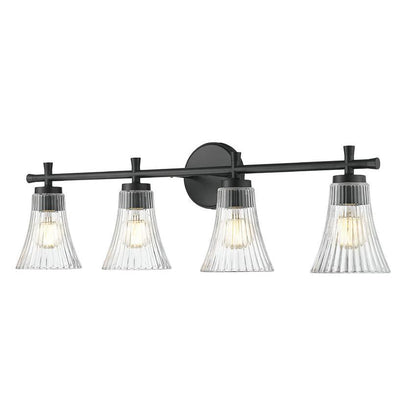 Z-Lite Belle 4-Light Medium Bulb Base Matte Black Steel Frame Clear Glass Shade Vanity Light