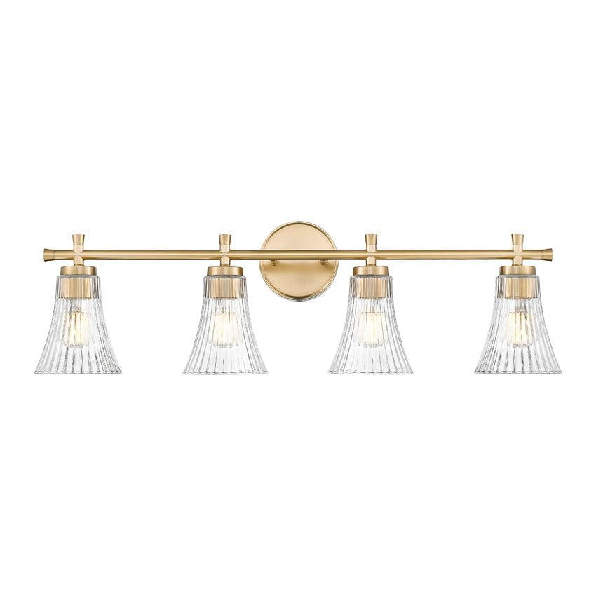 Z-Lite Belle 4-Light Medium Bulb Base Modern Gold Steel Frame Clear Glass Shade Vanity Light
