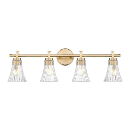 Z-Lite Belle 4-Light Medium Bulb Base Modern Gold Steel Frame Clear Glass Shade Vanity Light