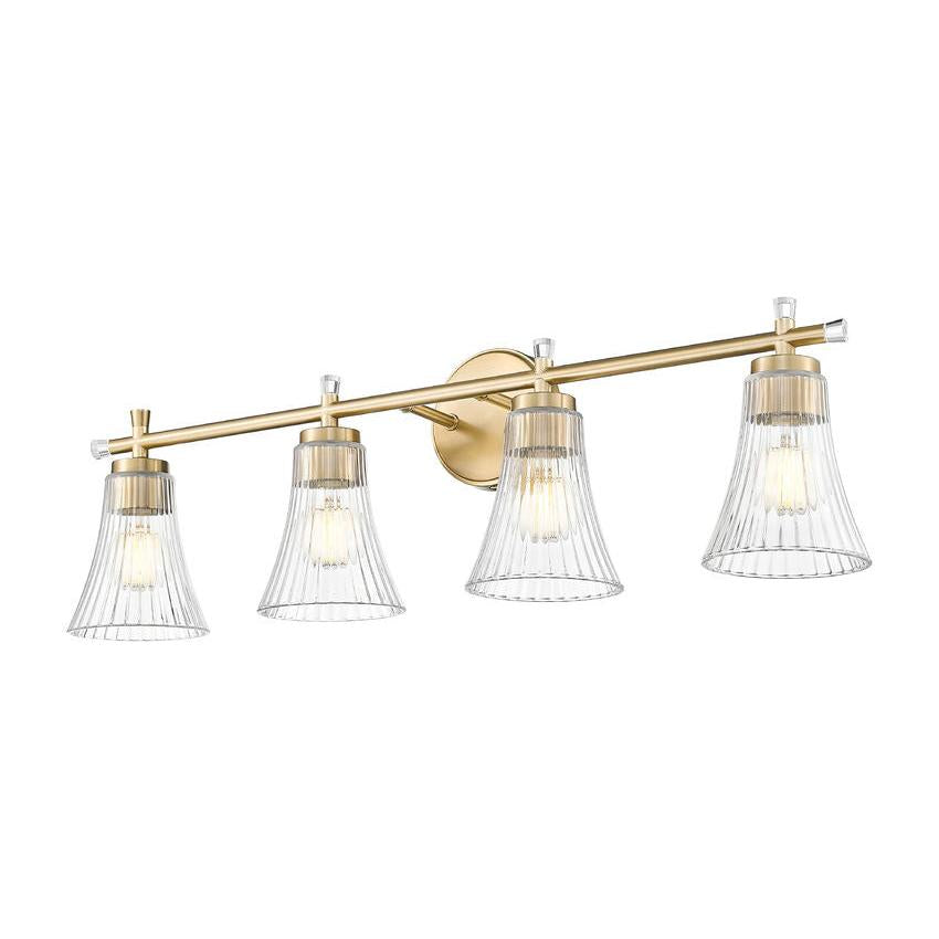 Z-Lite Belle 4-Light Medium Bulb Base Modern Gold Steel Frame Clear Glass Shade Vanity Light