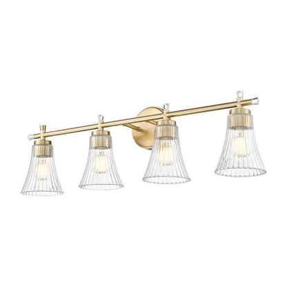 Z-Lite Belle 4-Light Medium Bulb Base Modern Gold Steel Frame Clear Glass Shade Vanity Light