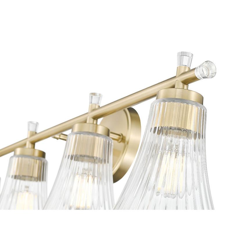 Z-Lite Belle 4-Light Medium Bulb Base Modern Gold Steel Frame Clear Glass Shade Vanity Light