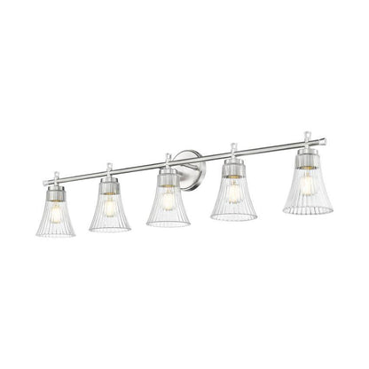 Z-Lite Belle 5-Light Medium Bulb Base Brushed Nickel Steel Frame Clear Glass Shade Vanity Light