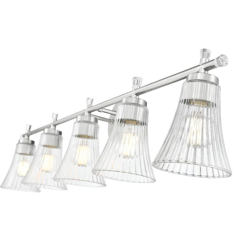 Z-Lite Belle 5-Light Medium Bulb Base Brushed Nickel Steel Frame Clear Glass Shade Vanity Light