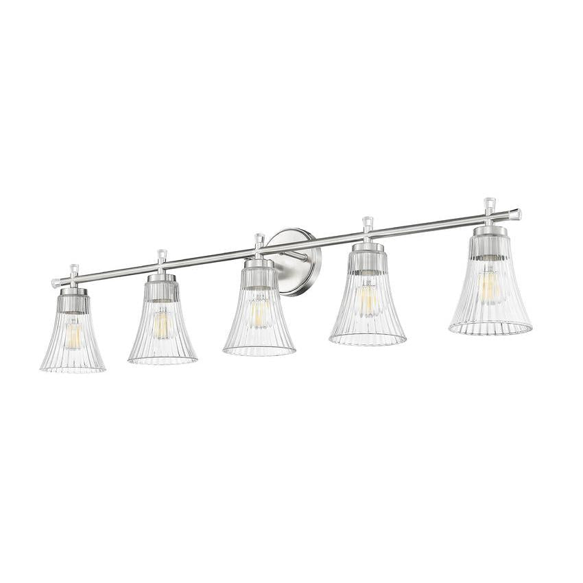 Z-Lite Belle 5-Light Medium Bulb Base Brushed Nickel Steel Frame Clear Glass Shade Vanity Light