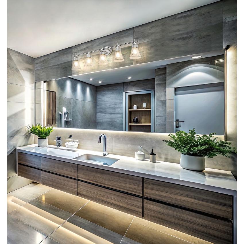 Z-Lite Belle 5-Light Medium Bulb Base Brushed Nickel Steel Frame Clear Glass Shade Vanity Light