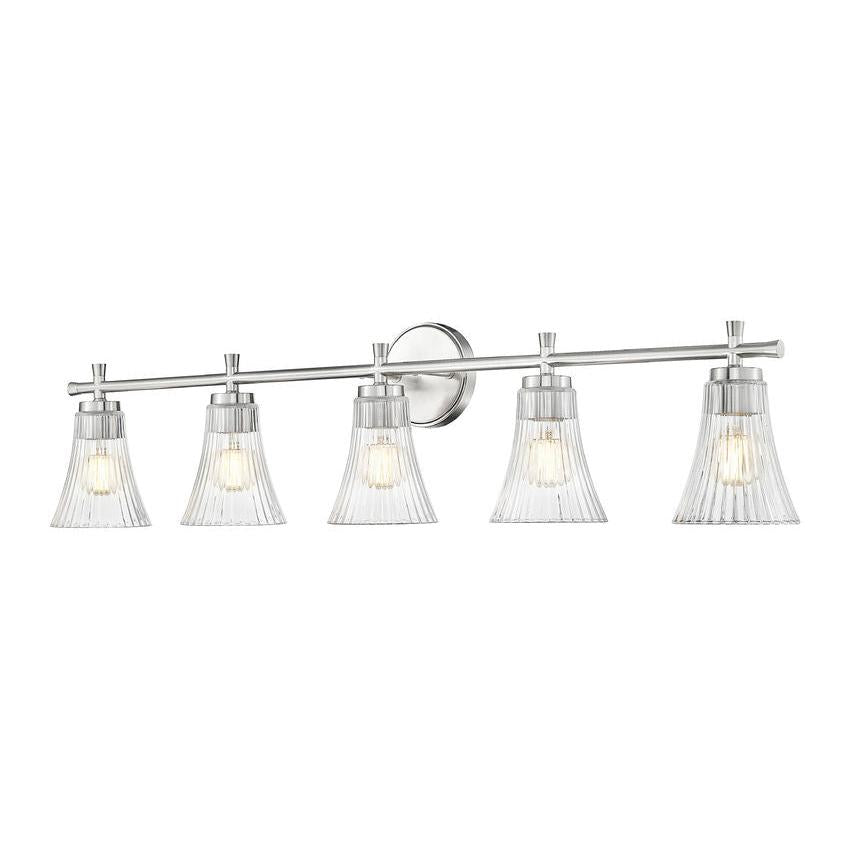 Z-Lite Belle 5-Light Medium Bulb Base Brushed Nickel Steel Frame Clear Glass Shade Vanity Light