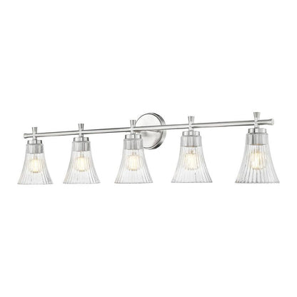 Z-Lite Belle 5-Light Medium Bulb Base Brushed Nickel Steel Frame Clear Glass Shade Vanity Light