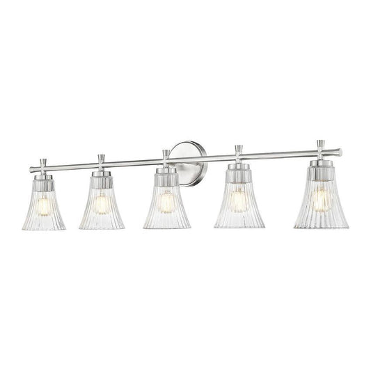 Z-Lite Belle 5-Light Medium Bulb Base Brushed Nickel Steel Frame Clear Glass Shade Vanity Light