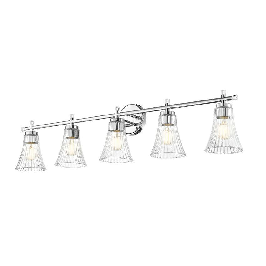 Z-Lite Belle 5-Light Medium Bulb Base Chrome Steel Frame Clear Glass Shade Vanity Light