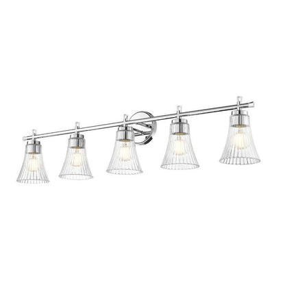 Z-Lite Belle 5-Light Medium Bulb Base Chrome Steel Frame Clear Glass Shade Vanity Light