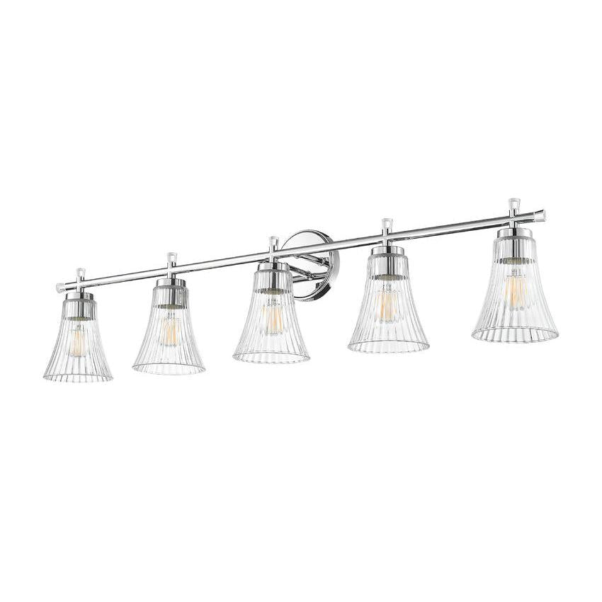 Z-Lite Belle 5-Light Medium Bulb Base Chrome Steel Frame Clear Glass Shade Vanity Light