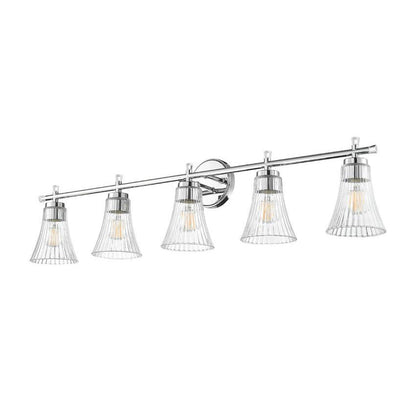 Z-Lite Belle 5-Light Medium Bulb Base Chrome Steel Frame Clear Glass Shade Vanity Light