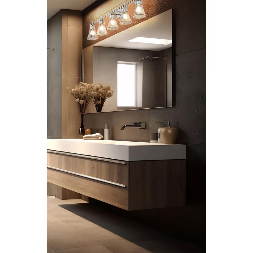 Z-Lite Belle 5-Light Medium Bulb Base Chrome Steel Frame Clear Glass Shade Vanity Light