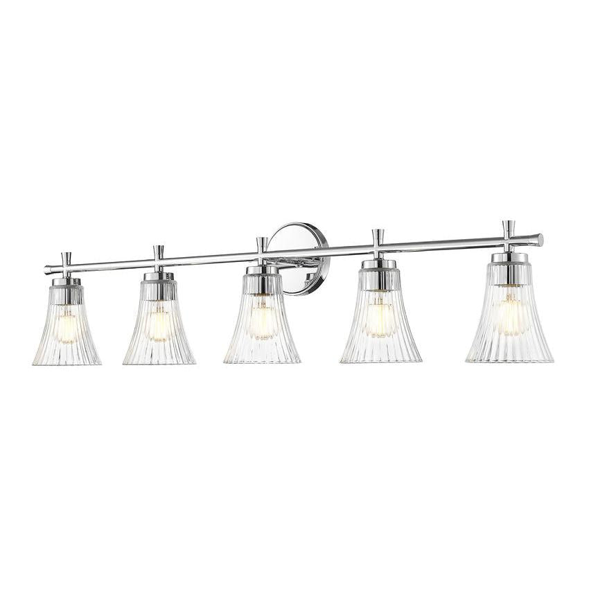 Z-Lite Belle 5-Light Medium Bulb Base Chrome Steel Frame Clear Glass Shade Vanity Light