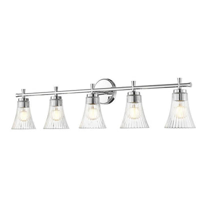 Z-Lite Belle 5-Light Medium Bulb Base Chrome Steel Frame Clear Glass Shade Vanity Light