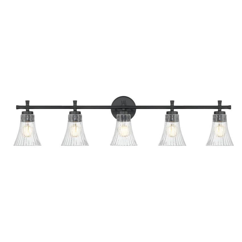 Z-Lite Belle 5-Light Medium Bulb Base Matte Black Steel Frame Clear Glass Shade Vanity Light