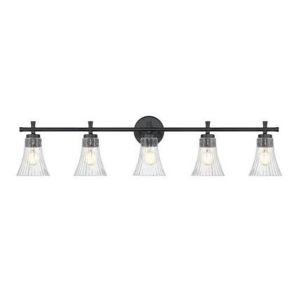Z-Lite Belle 5-Light Medium Bulb Base Matte Black Steel Frame Clear Glass Shade Vanity Light