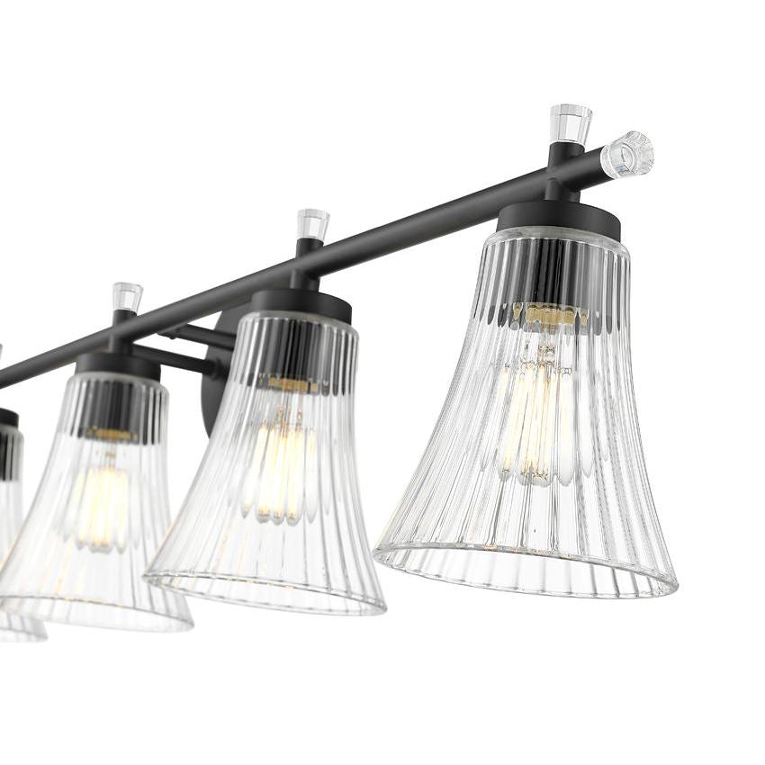 Z-Lite Belle 5-Light Medium Bulb Base Matte Black Steel Frame Clear Glass Shade Vanity Light