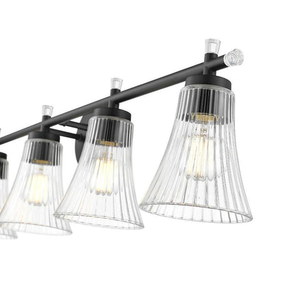 Z-Lite Belle 5-Light Medium Bulb Base Matte Black Steel Frame Clear Glass Shade Vanity Light