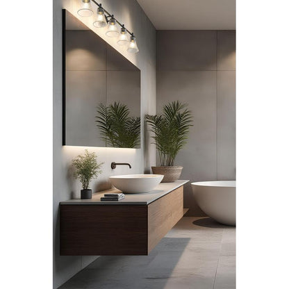 Z-Lite Belle 5-Light Medium Bulb Base Matte Black Steel Frame Clear Glass Shade Vanity Light