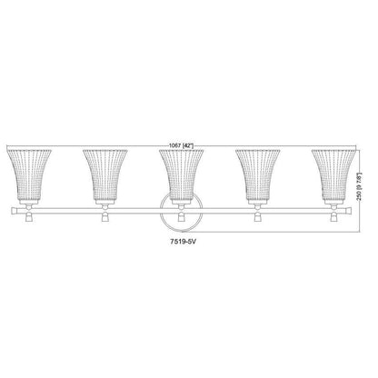 Z-Lite Belle 5-Light Medium Bulb Base Matte Black Steel Frame Clear Glass Shade Vanity Light