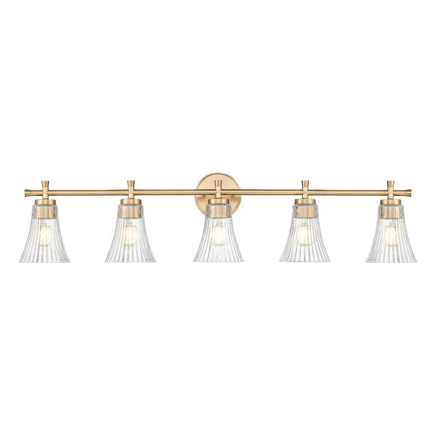 Z-Lite Belle 5-Light Medium Bulb Base Modern Gold Steel Frame Clear Glass Shade Vanity Light