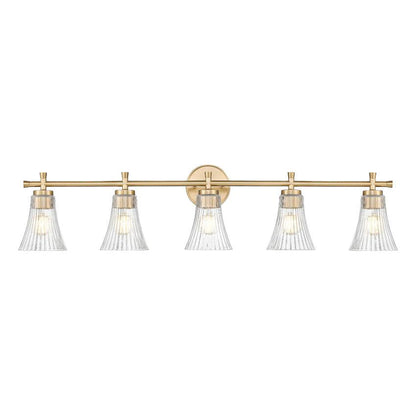 Z-Lite Belle 5-Light Medium Bulb Base Modern Gold Steel Frame Clear Glass Shade Vanity Light