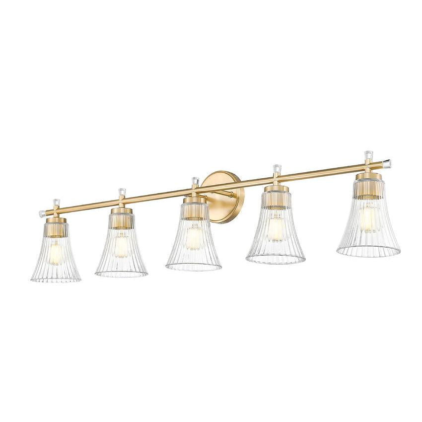 Z-Lite Belle 5-Light Medium Bulb Base Modern Gold Steel Frame Clear Glass Shade Vanity Light