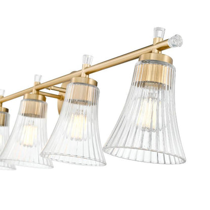 Z-Lite Belle 5-Light Medium Bulb Base Modern Gold Steel Frame Clear Glass Shade Vanity Light