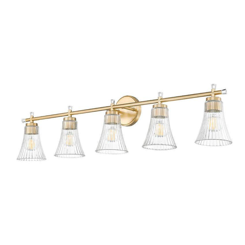 Z-Lite Belle 5-Light Medium Bulb Base Modern Gold Steel Frame Clear Glass Shade Vanity Light