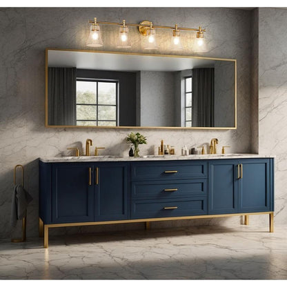 Z-Lite Belle 5-Light Medium Bulb Base Modern Gold Steel Frame Clear Glass Shade Vanity Light