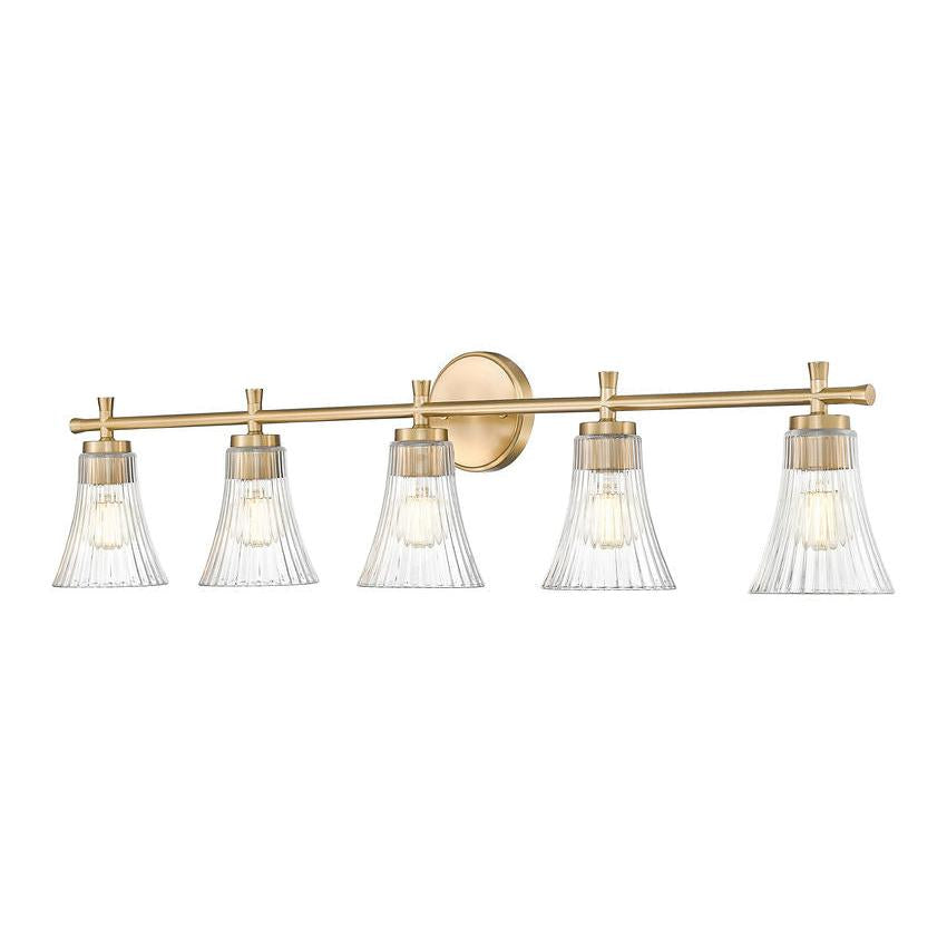 Z-Lite Belle 5-Light Medium Bulb Base Modern Gold Steel Frame Clear Glass Shade Vanity Light