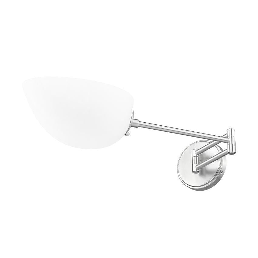 Z-Lite Breton 28" 1-Light Brushed Nickel Steel Frame White Glass Shade Wall Sconce