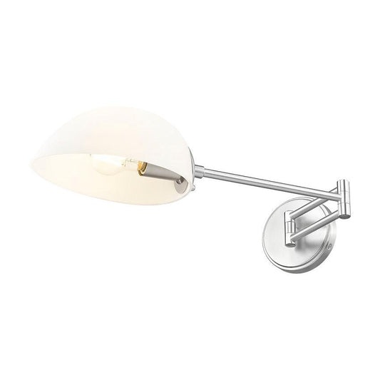 Z-Lite Breton 28" 1-Light Brushed Nickel Steel Frame White Glass Shade Wall Sconce