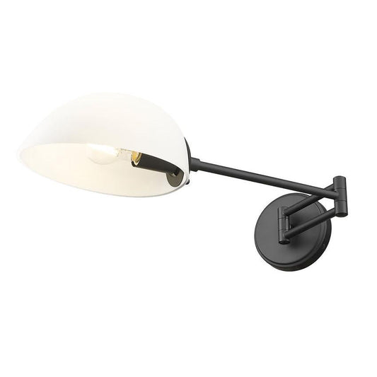 Z-Lite Breton 28" 1-Light Matte Black Steel Frame White Glass Shade Wall Sconce