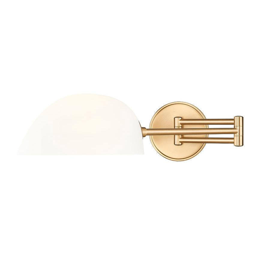 Z-Lite Breton 28" 1-Light Modern Gold Steel Frame White Glass Shade Wall Sconce