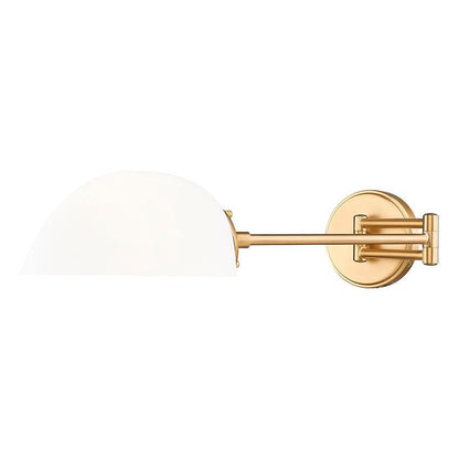 Z-Lite Breton 28" 1-Light Modern Gold Steel Frame White Glass Shade Wall Sconce
