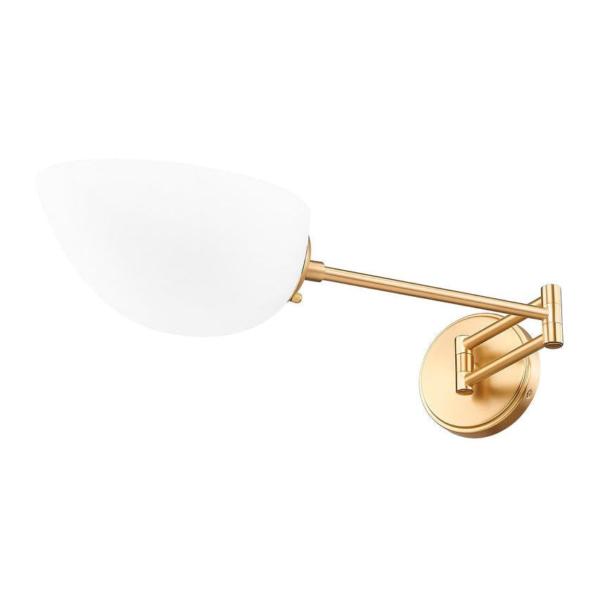 Z-Lite Breton 28" 1-Light Modern Gold Steel Frame White Glass Shade Wall Sconce