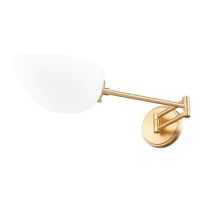 Z-Lite Breton 28" 1-Light Modern Gold Steel Frame White Glass Shade Wall Sconce