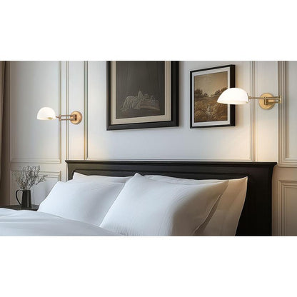 Z-Lite Breton 28" 1-Light Modern Gold Steel Frame White Glass Shade Wall Sconce