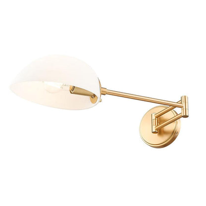 Z-Lite Breton 28" 1-Light Modern Gold Steel Frame White Glass Shade Wall Sconce