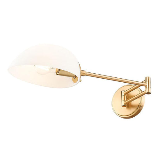 Z-Lite Breton 28" 1-Light Modern Gold Steel Frame White Glass Shade Wall Sconce